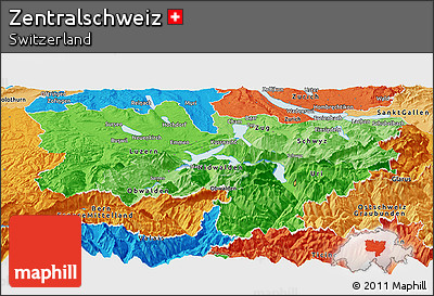 Political Shades Panoramic Map of Zentralschweiz