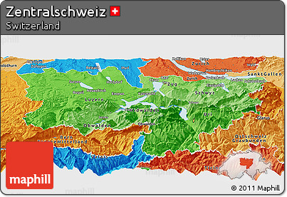 Political Shades Panoramic Map of Zentralschweiz