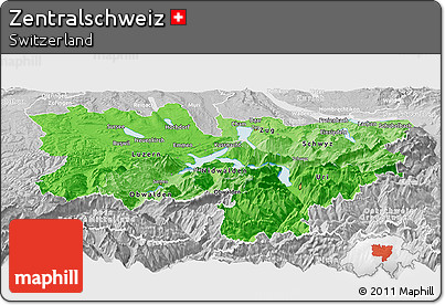 Political Shades Panoramic Map of Zentralschweiz, lighten, desaturated