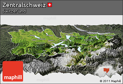 Satellite Panoramic Map of Zentralschweiz, darken, semi-desaturated
