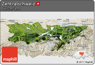 Satellite Panoramic Map of Zentralschweiz, shaded relief outside