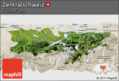 Satellite Panoramic Map of Zentralschweiz, shaded relief outside