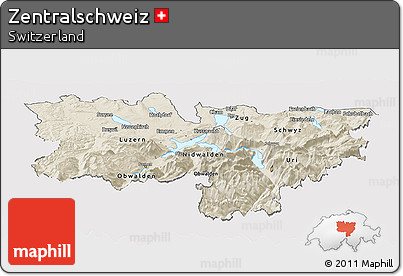 Shaded Relief Panoramic Map of Zentralschweiz, cropped outside