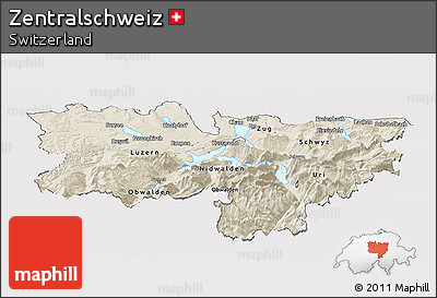 Shaded Relief Panoramic Map of Zentralschweiz, cropped outside