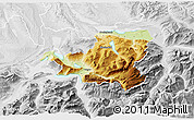 Physical 3D Map of Schwyz, lighten, desaturated