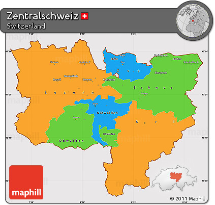 Political Simple Map of Zentralschweiz, cropped outside