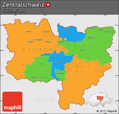 Political Simple Map of Zentralschweiz, cropped outside
