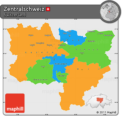 Political Simple Map of Zentralschweiz, single color outside