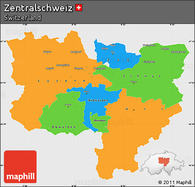 Political Simple Map of Zentralschweiz, single color outside