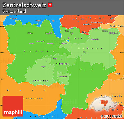 Political Shades Simple Map of Zentralschweiz