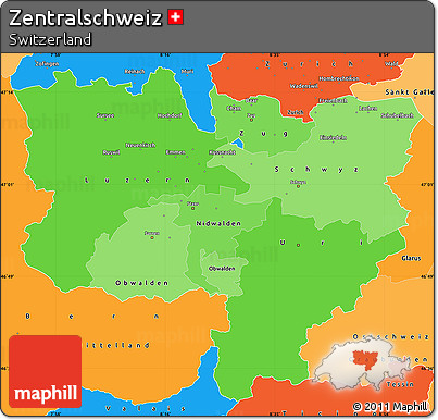 Political Shades Simple Map of Zentralschweiz