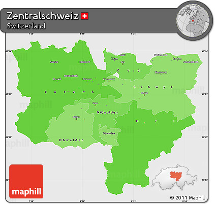 Political Shades Simple Map of Zentralschweiz, single color outside