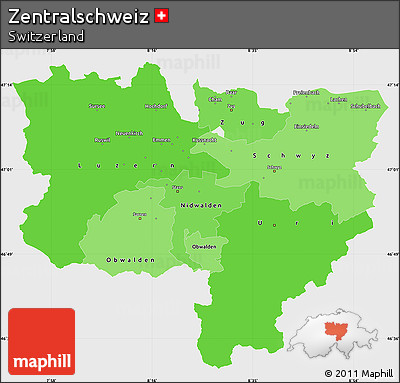Political Shades Simple Map of Zentralschweiz, single color outside