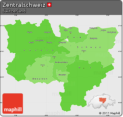 Political Shades Simple Map of Zentralschweiz, single color outside