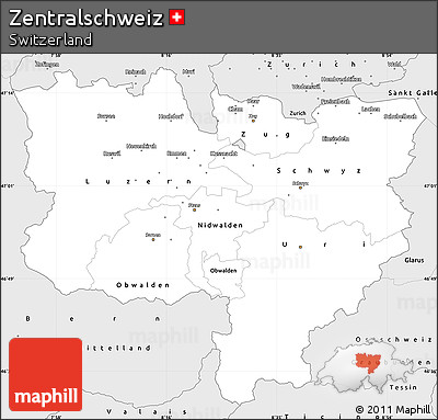 Silver Style Simple Map of Zentralschweiz