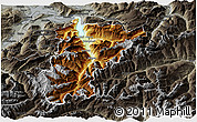 Physical 3D Map of Uri, darken, semi-desaturated