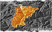 Political 3D Map of Uri, darken, desaturated