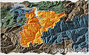 Political 3D Map of Uri, darken, semi-desaturated