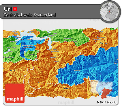 Political 3D Map of Uri