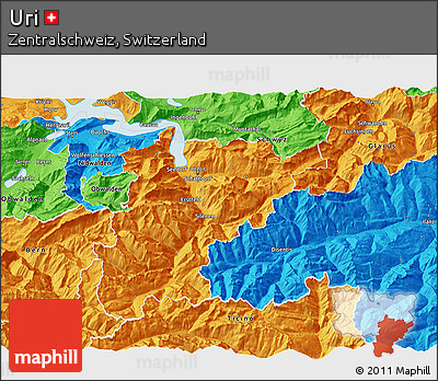 Political 3D Map of Uri