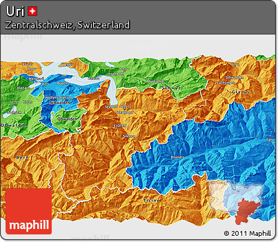 Political 3D Map of Uri