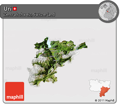 Satellite 3D Map of Uri, cropped outside