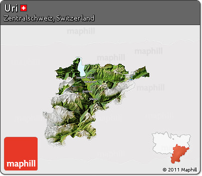 Satellite 3D Map of Uri, cropped outside