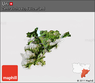 Satellite 3D Map of Uri, cropped outside
