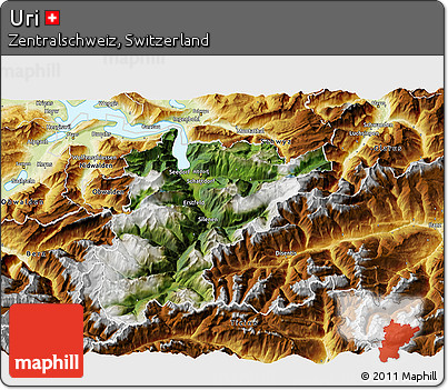Satellite 3D Map of Uri, physical outside