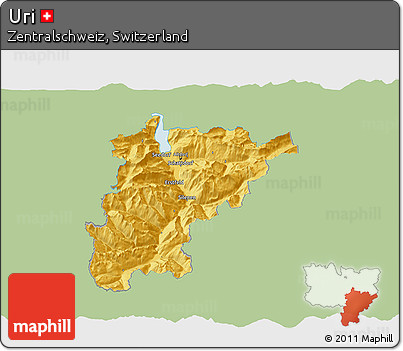 Savanna Style 3D Map of Uri, single color outside
