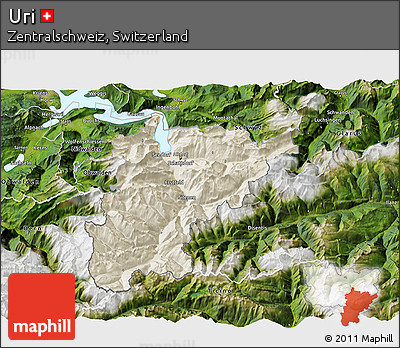 Shaded Relief 3D Map of Uri, satellite outside