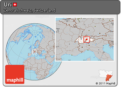 Gray Location Map of Uri, highlighted country, within the entire country