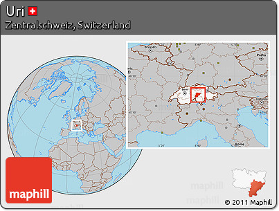Gray Location Map of Uri, highlighted country