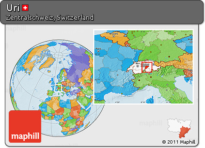 Political Location Map of Uri, highlighted country, highlighted parent region, within the entire country