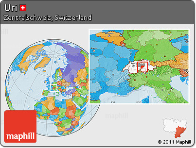 Political Location Map of Uri, highlighted country, highlighted parent region, within the entire country