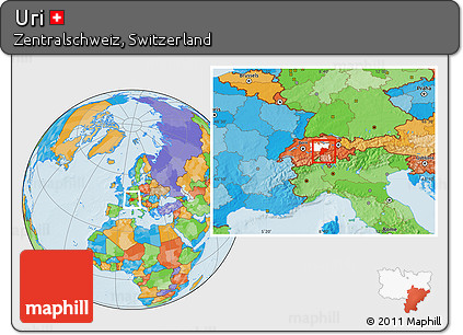 Political Location Map of Uri, highlighted parent region