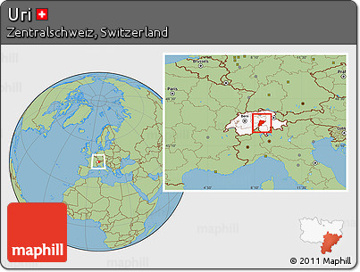 Savanna Style Location Map of Uri, highlighted country, within the entire country