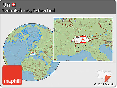 Savanna Style Location Map of Uri, highlighted country