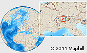 Shaded Relief Location Map of Uri, highlighted parent region