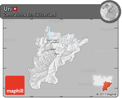 Gray Map of Uri, single color outside