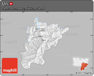 Gray Map of Uri, single color outside