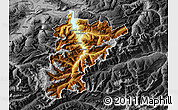 Physical Map of Uri, darken, desaturated