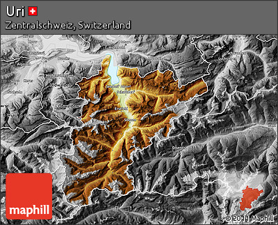 Physical Map of Uri, desaturated
