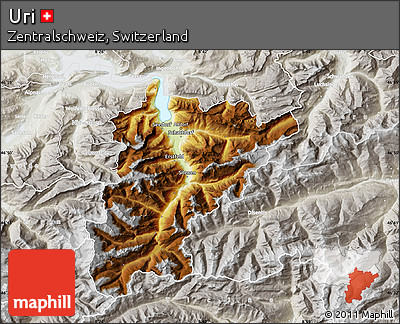Physical Map of Uri, lighten, semi-desaturated