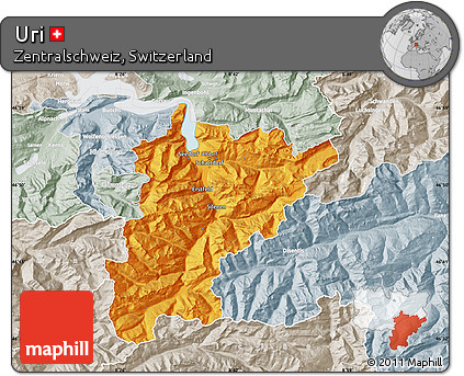 Political Map of Uri, lighten, semi-desaturated