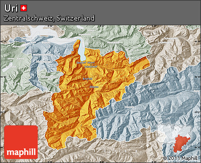 Political Map of Uri, lighten, semi-desaturated