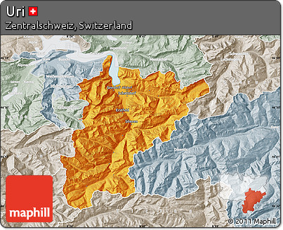 Political Map of Uri, lighten, semi-desaturated