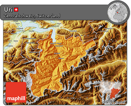 Political Map of Uri, physical outside