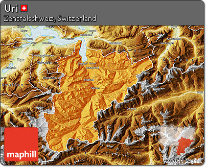 Political Map of Uri, physical outside