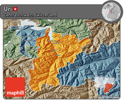 Political Map of Uri, semi-desaturated